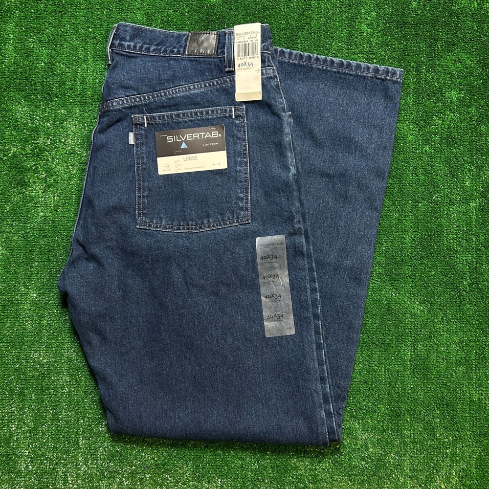 Rare VTG 2001 Levi's SilverTab Loose Fit Jeans 40x34 NOS Y2K Baggy‎ Indigo